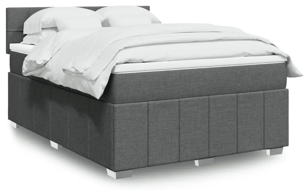 Cama com molas/colchão 140x200 cm tecido cinzento-escuro