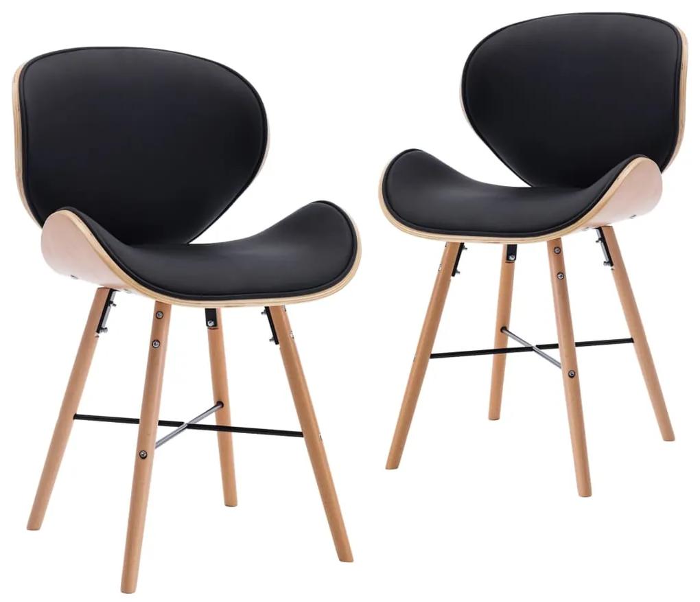 Cadeiras de jantar 2 pcs couro artificial preto madeira curvada - 183636