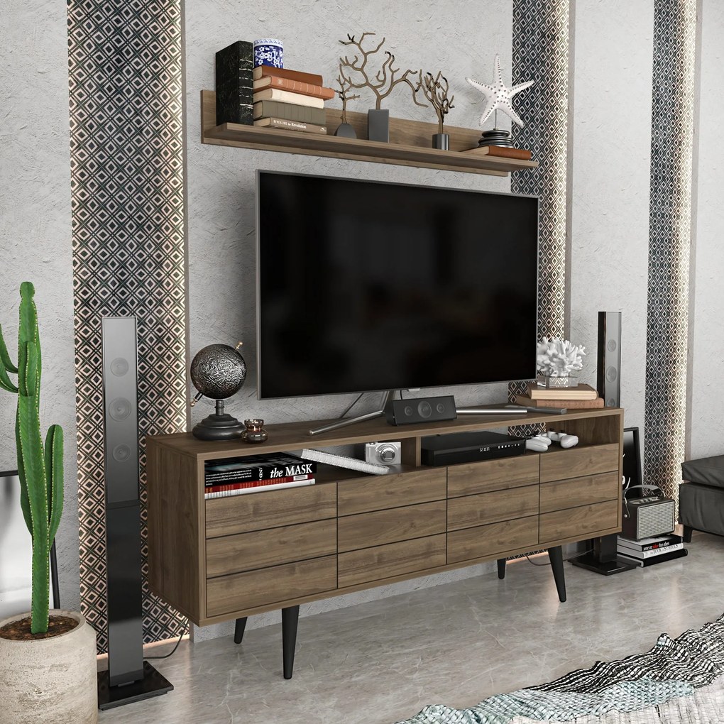 Móvel de TV Ola – Nogueira – 160 cm x 35 cm x 64,5 cm
