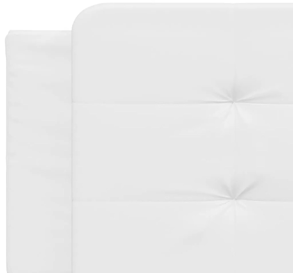 Estrutura de cama c/ luzes LED 160x200 cm couro artif. branco