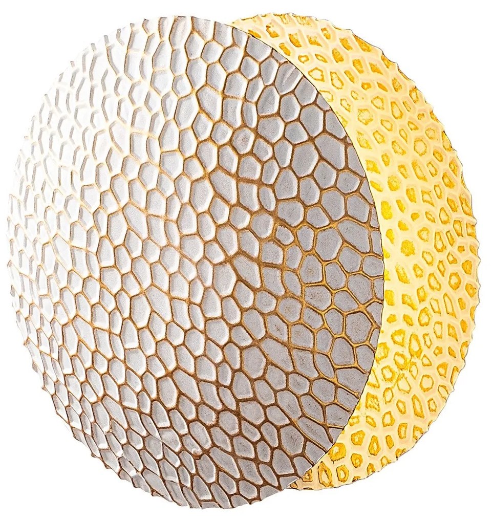 Candeeiro de Parede Yosma - Branco e Dourado - 21cm x 21cm x 15cm