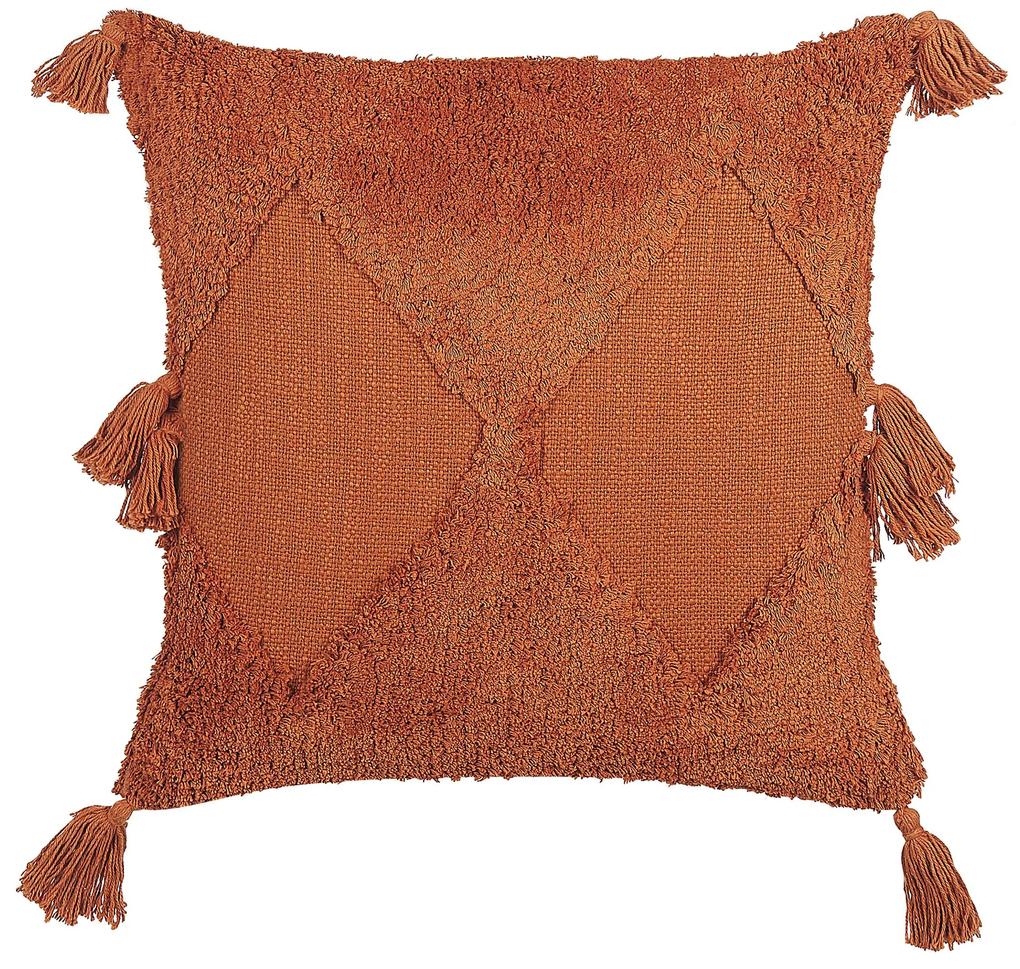 Conjunto de 2 almofadas decorativas tufadas em algodão laranja 45 x 45 cm AVIUM Beliani