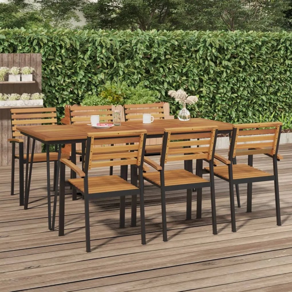 vidaXL Mesa jardim c/ pernas estilo grampo 200x90x75 cm acácia maciça