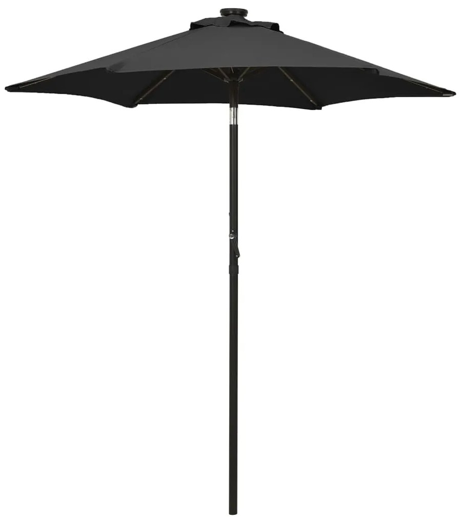 vidaXL Guarda-sol de jardim c/ luzes LED 200x211 cm alumínio preto