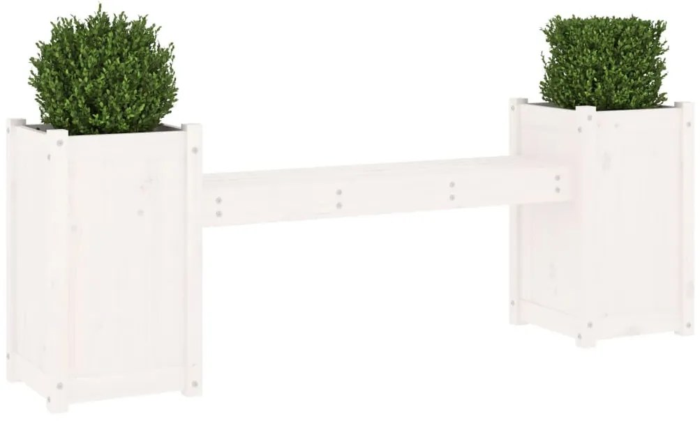 Banco com vasos 180x36x63 cm madeira de pinho maciça branco