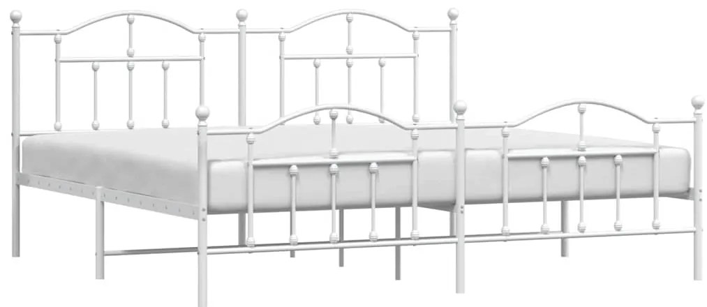 Estrutura de cama com cabeceira e pés 193x203 cm metal branco