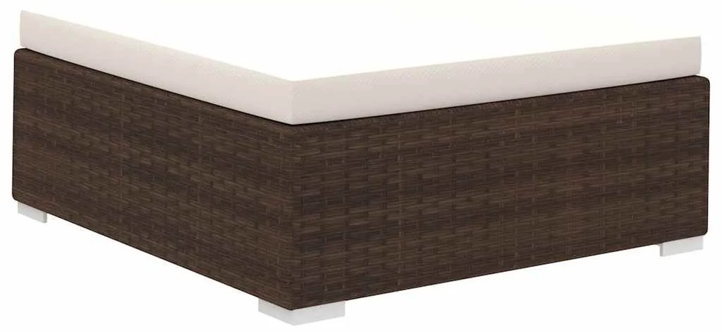 8 pcs conjunto lounge jardim c/ almofadões vime PE castanho