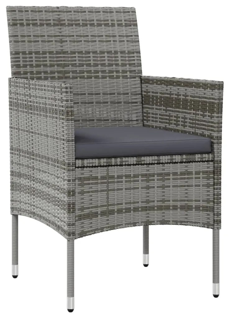 8 pcs conjunto lounge de jardim c/ almofadões vime PE cinzento