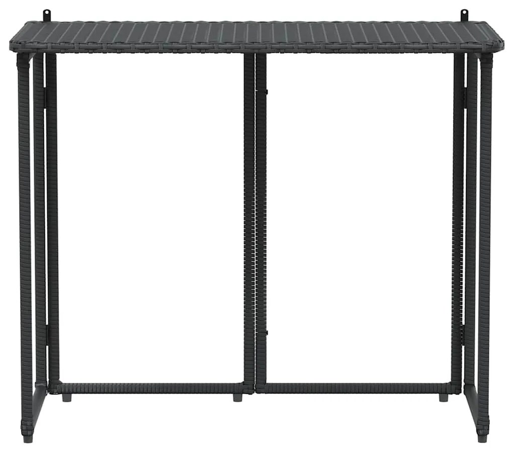 Mesa de jardim dobrável 90x51x75 cm vime PE preto