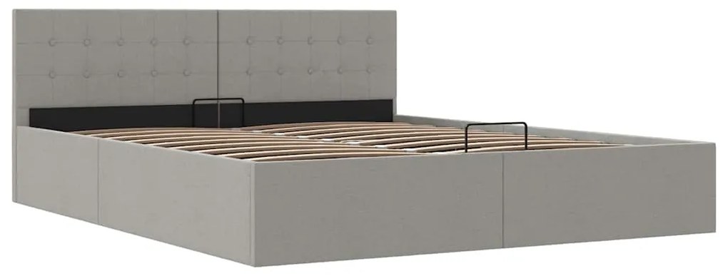 Cama hidráulica c/ arrumação 160x200 cm tecido cinzento-claro