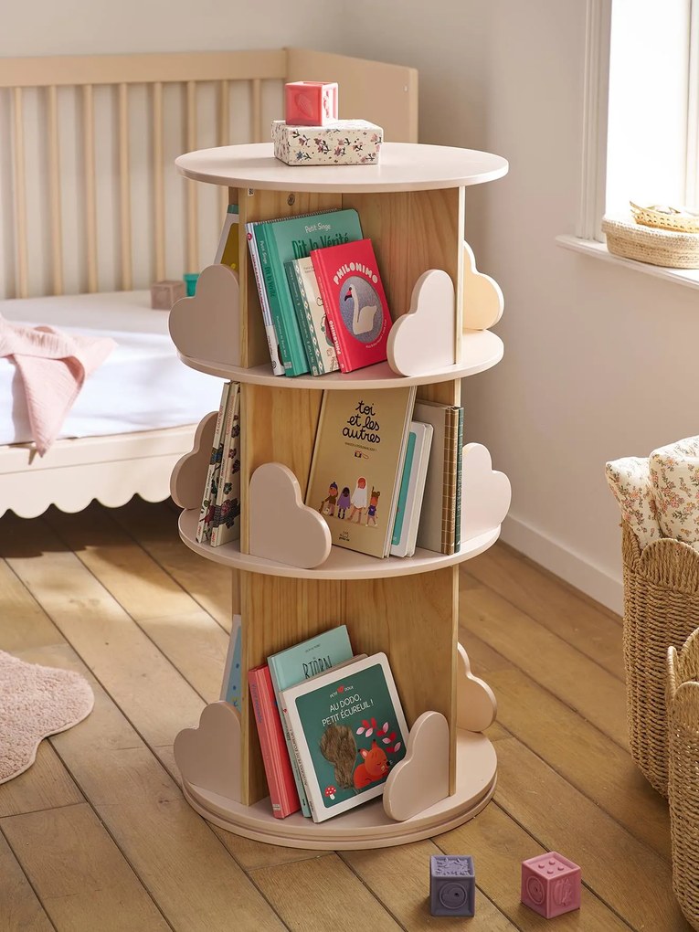 Biblioteca giratória de 3 níveis COEUR rosa-pálido