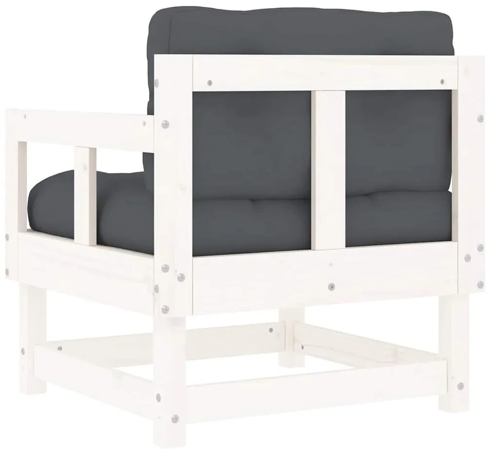 Cadeiras de jardim c/ almofadões 2 pcs pinho maciço branco