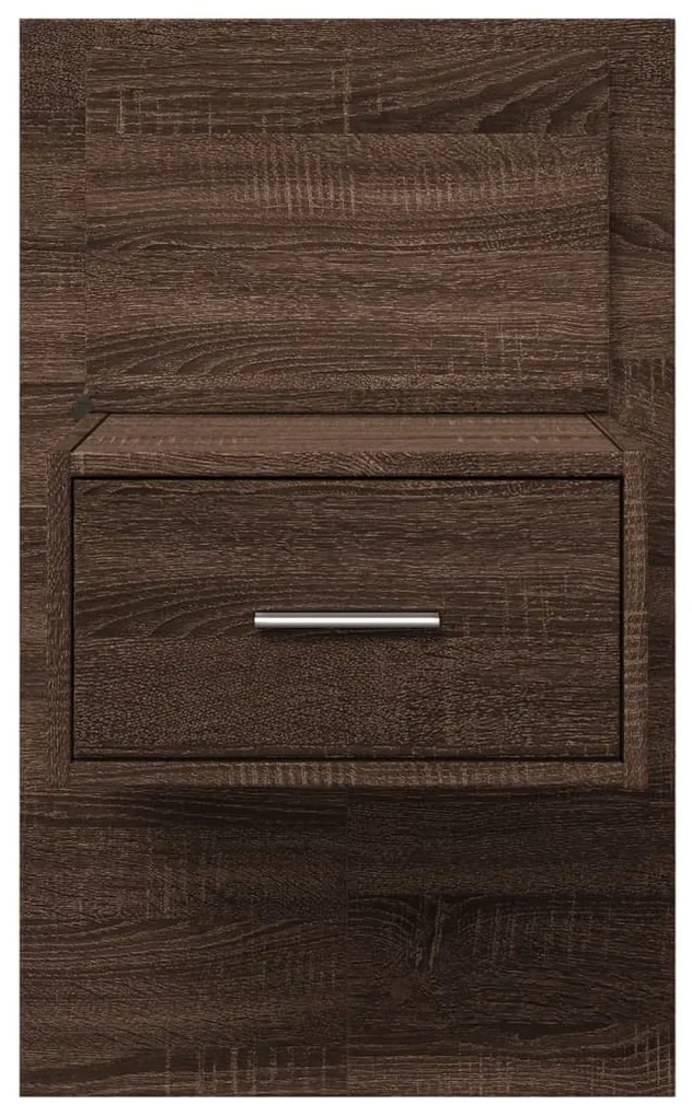 Mesa de cabeceira de parede com luzes LED carvalho castanho