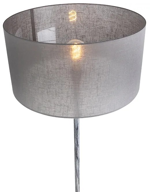 Candeeiro de pé cinzento com abajur cinzento 50 cm - Simplo Country / Rústico