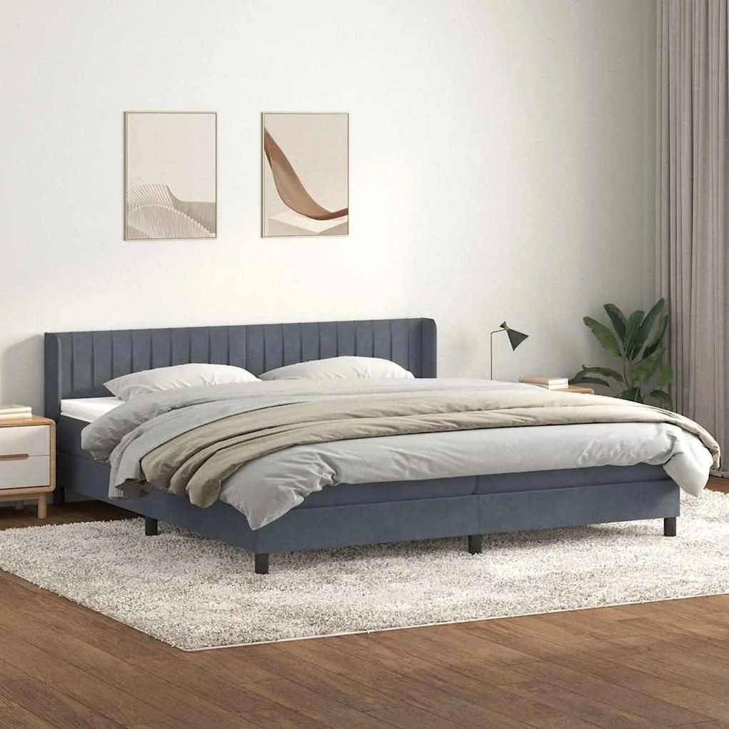 vidaXL Cama com molas/colchão 180x220 cm veludo cinzento-escuro