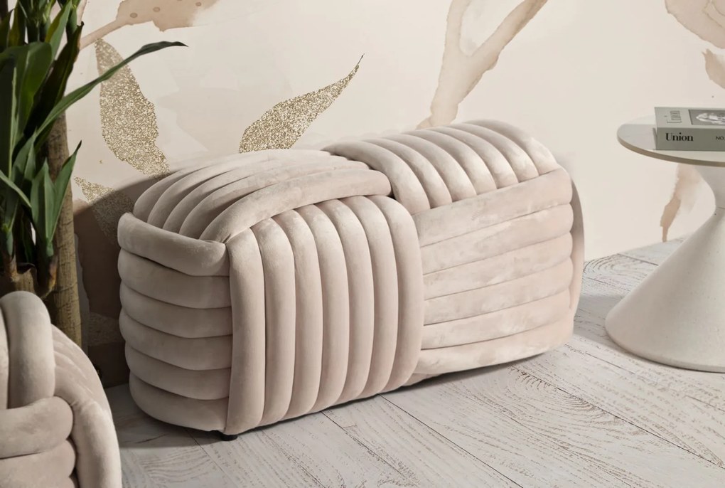 Puff Softy Pink - Veludo Rosa - 90 cm x 45 cm x 45 cm