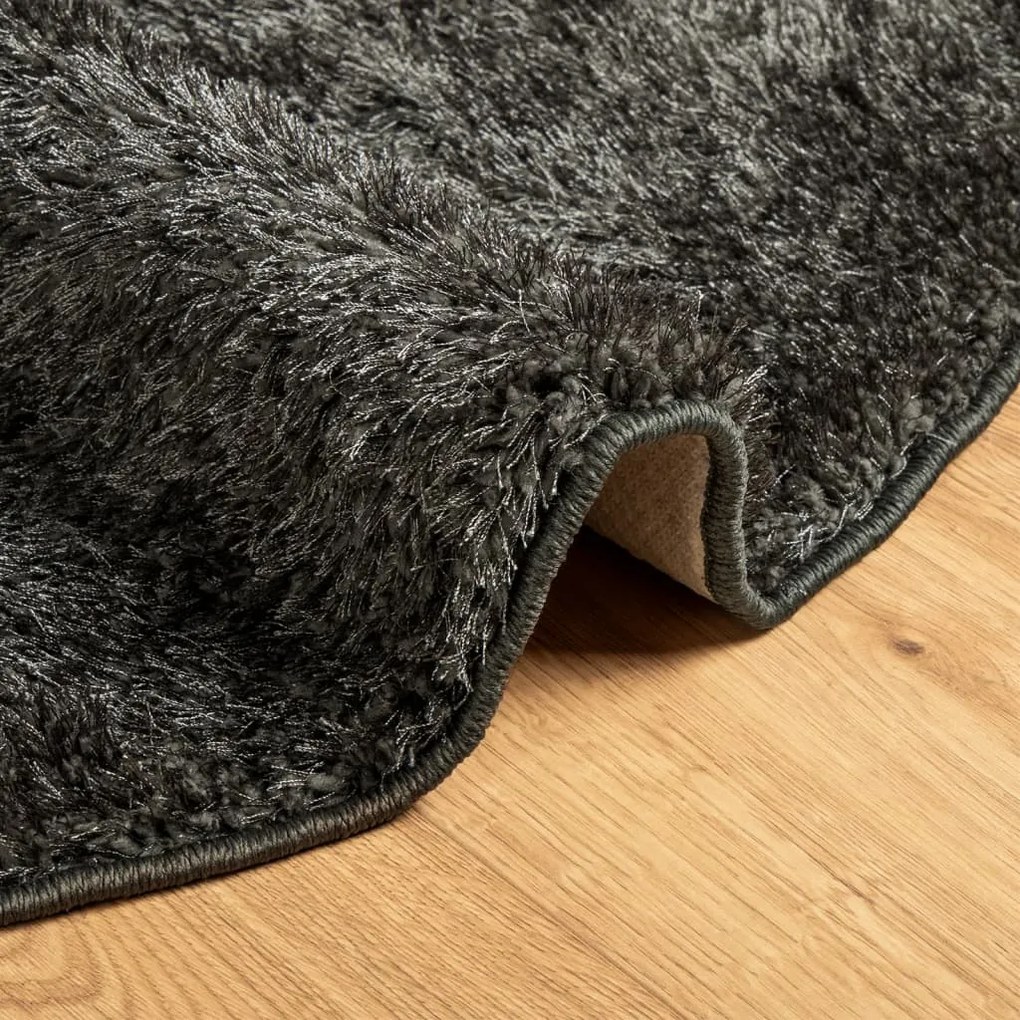Tapete de pelo alto aspeto brilhante ISTAN Ø 100 cm antracite
