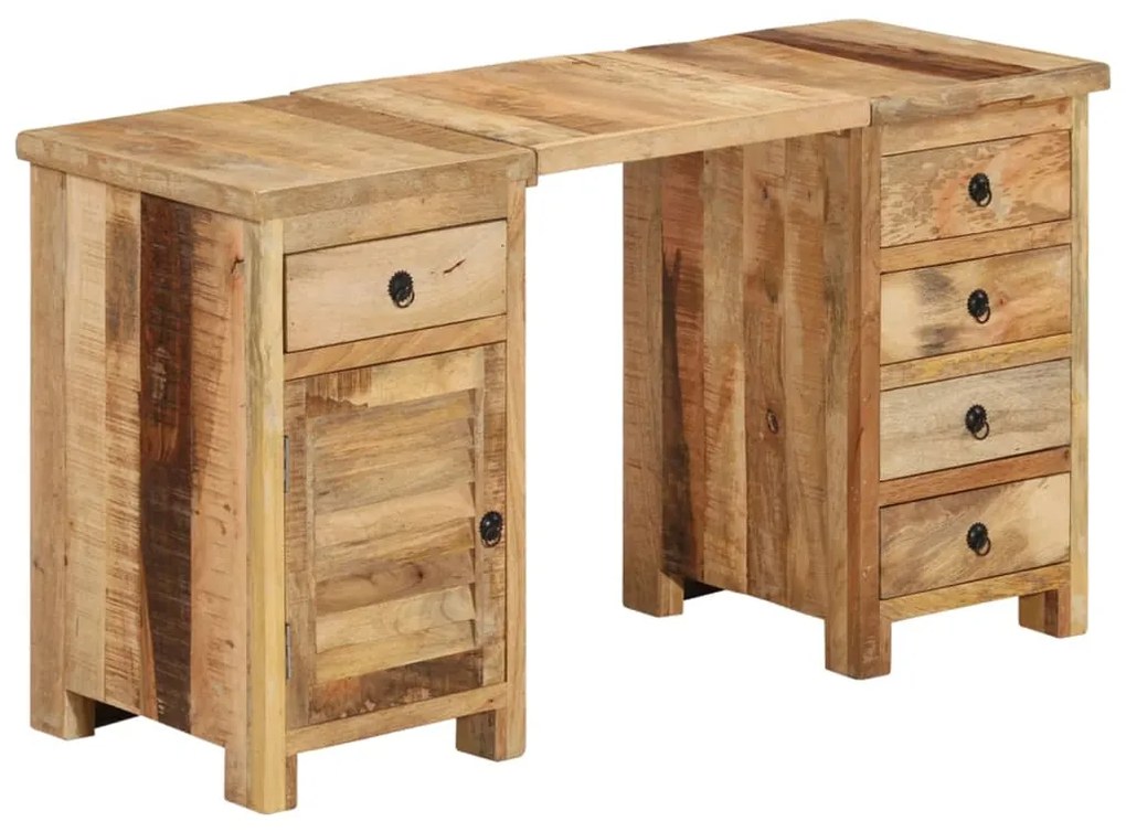 vidaXL Secretária pedestal 140x50x77 cm madeira de mangueira maciça