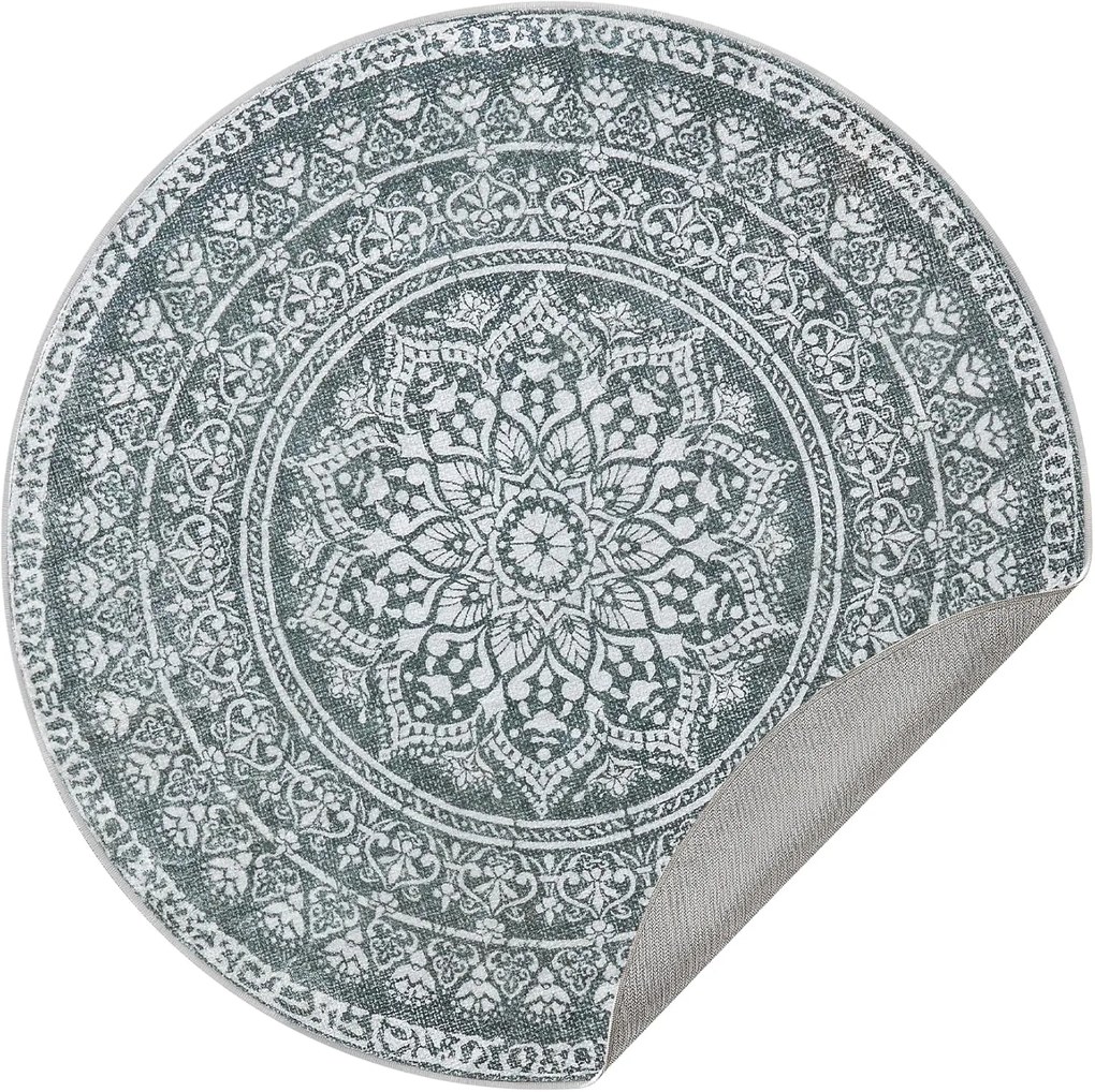 Tapete redondo SONGMICS HOME, 120 cm, tapete para sala de estar, antiderrapante, decoração fofa, para sala de estar, quarto, lavável à máquina, estilo boho, cinza antracite TAR051G02