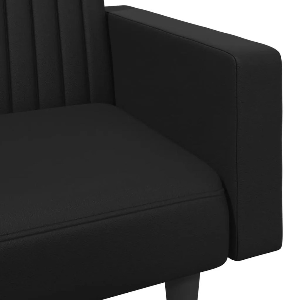 2 pcs conjunto de sofás couro artificial preto