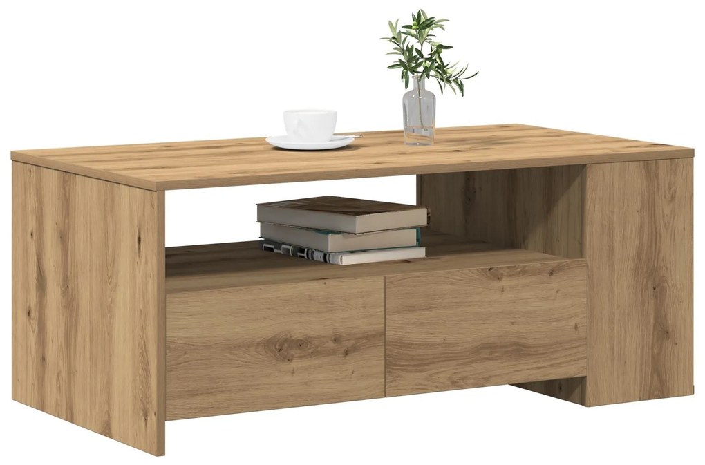 Mesa de Centro vidaXL - Carvalho Artisan - 102x55x43,5 cm - Feita de M