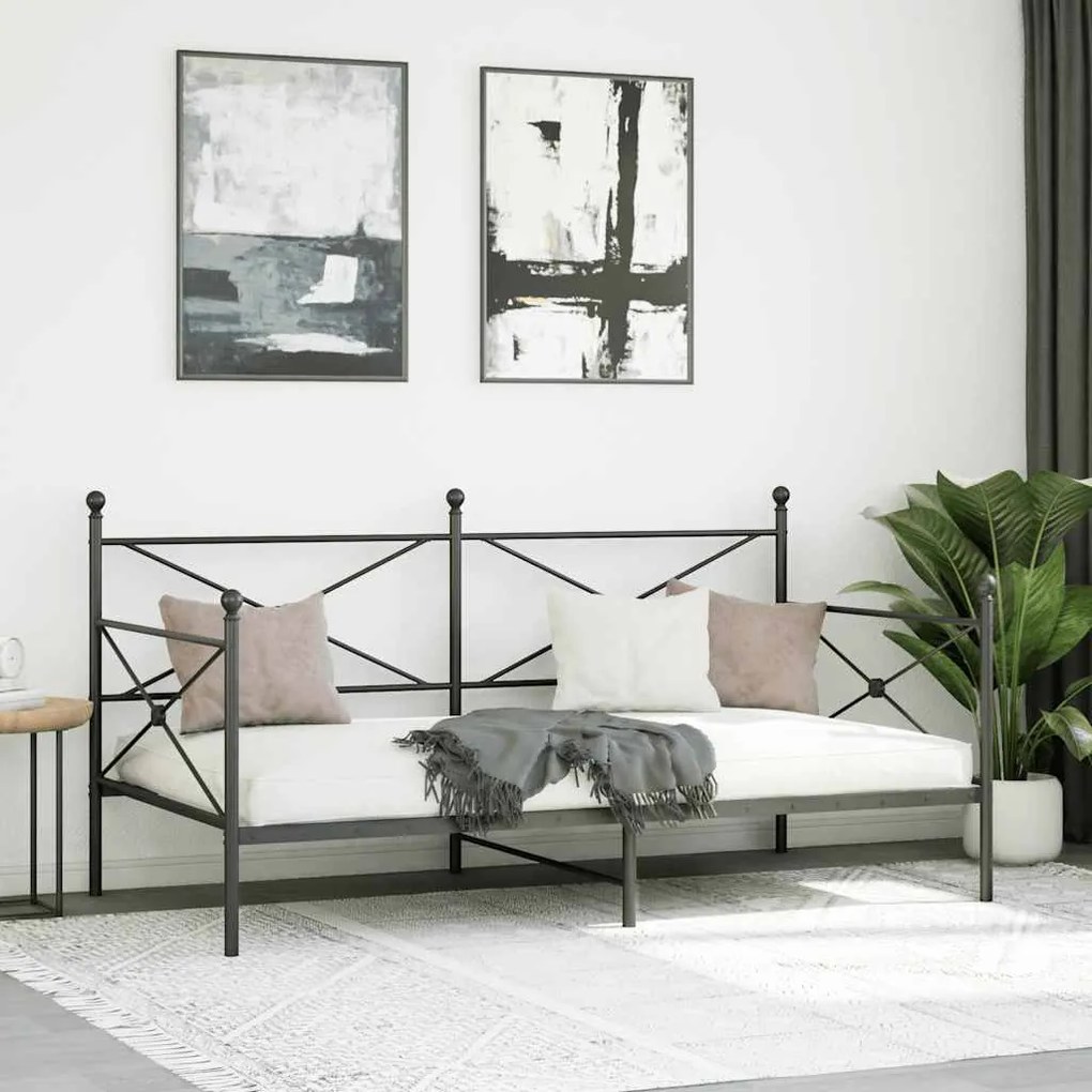 Cama de Dia sem Colchão 100x190 cm aço preto