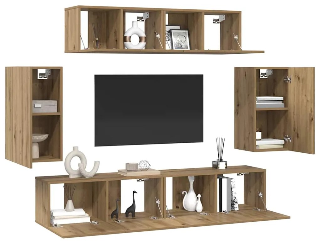 Conjunto de móvel de TV 6 pcs carvalho artisiano