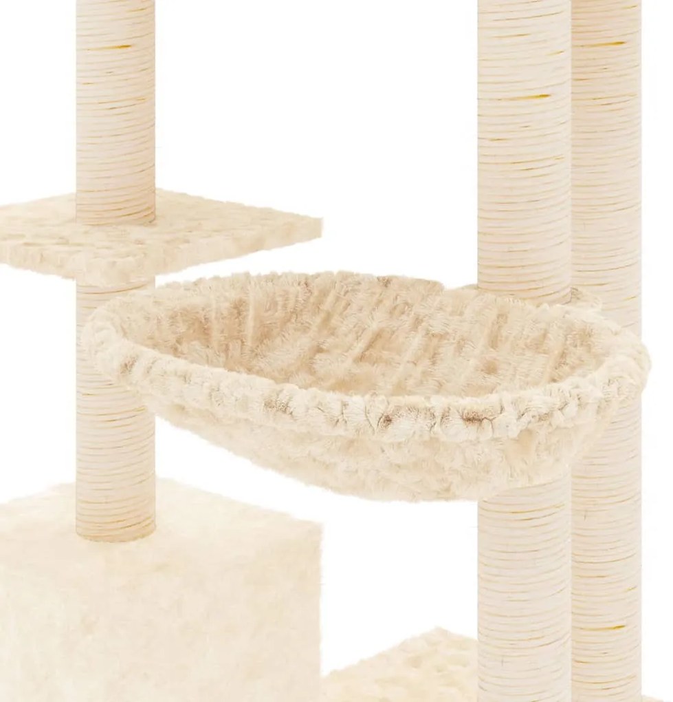 Árvore para gatos c/ postes arranhadores sisal 142 cm cor creme