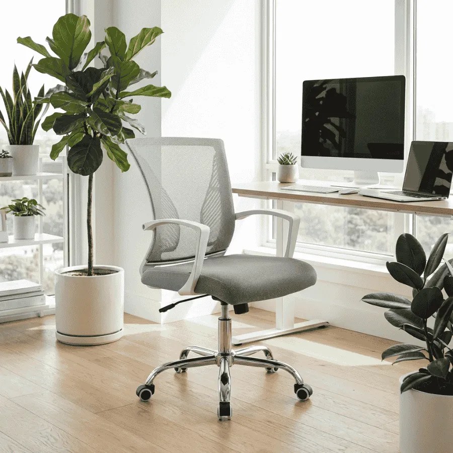 Cadeira de escritório Tracy cinzento claro cromado