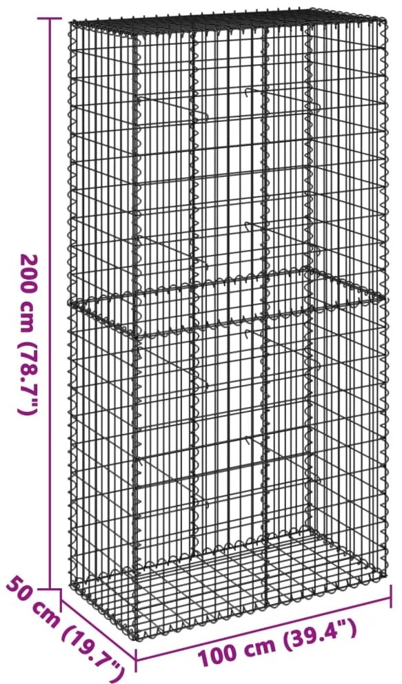 Cesto gabião com cobertura 100x50x200 cm ferro galvanizado