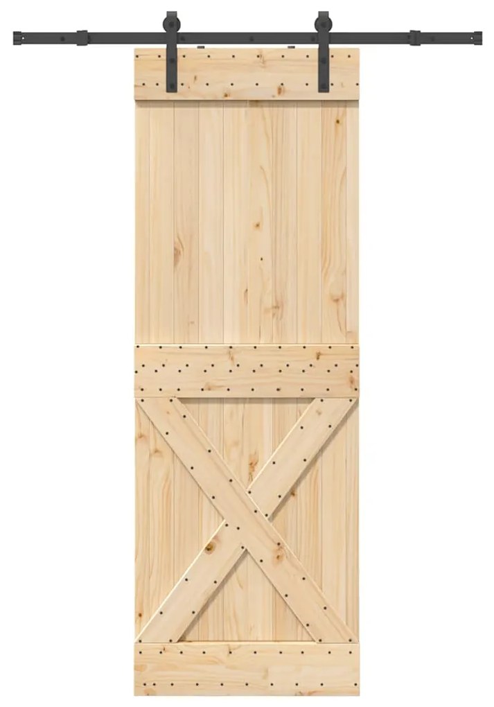VidaXL Porta de correr com ferragens 80x210 cm madeira de pinho maciça