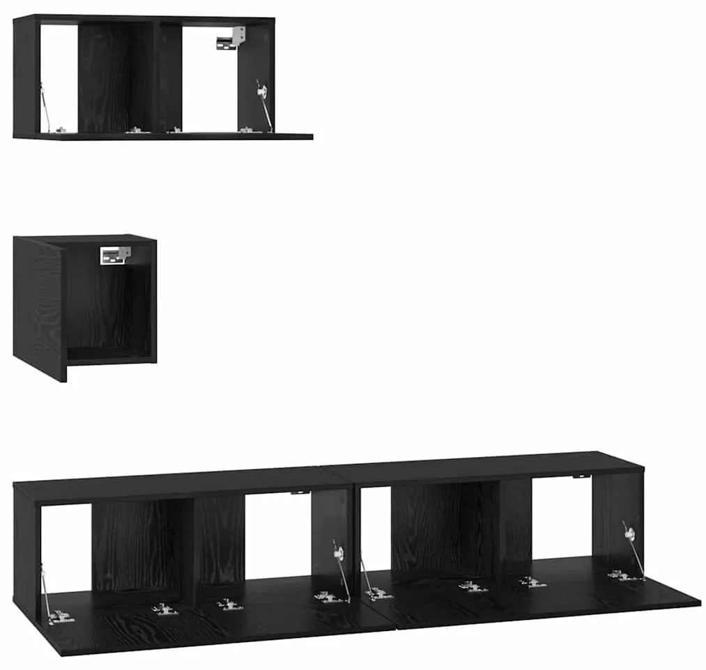 Conjunto de móvel de TV 4 pcs Carvalho preto 80 x 30 x 30 cm