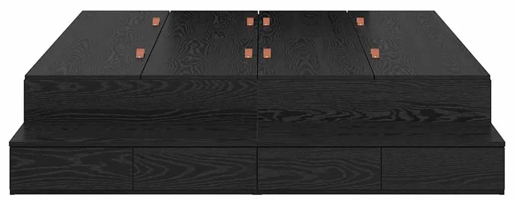Cama de Armazenamento Preto Carvalho 135x190 cm