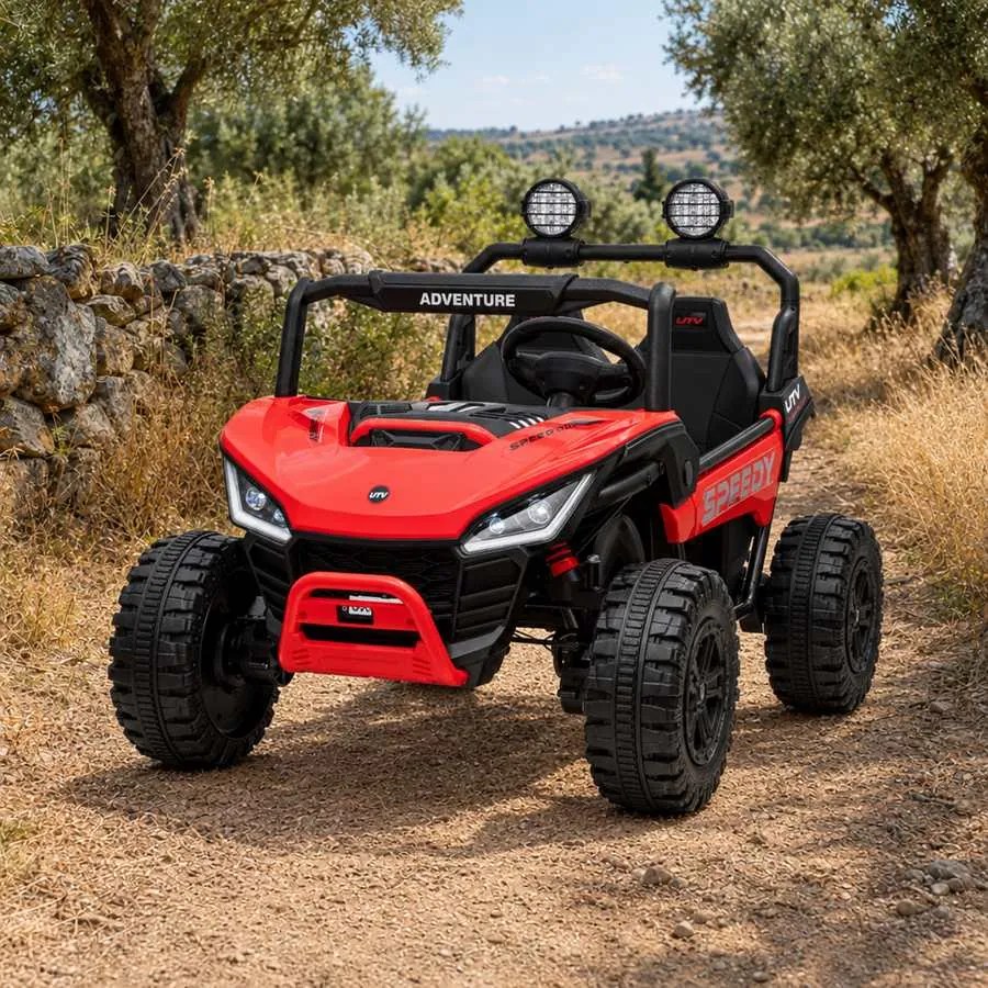 Jipe elétrico para crianças T-REX Ride 4x4, 2 Lugares, 24V, leitor MP3, bateria de lítio, Rodas EVA, controlo remoto, luzes LED Vermelho