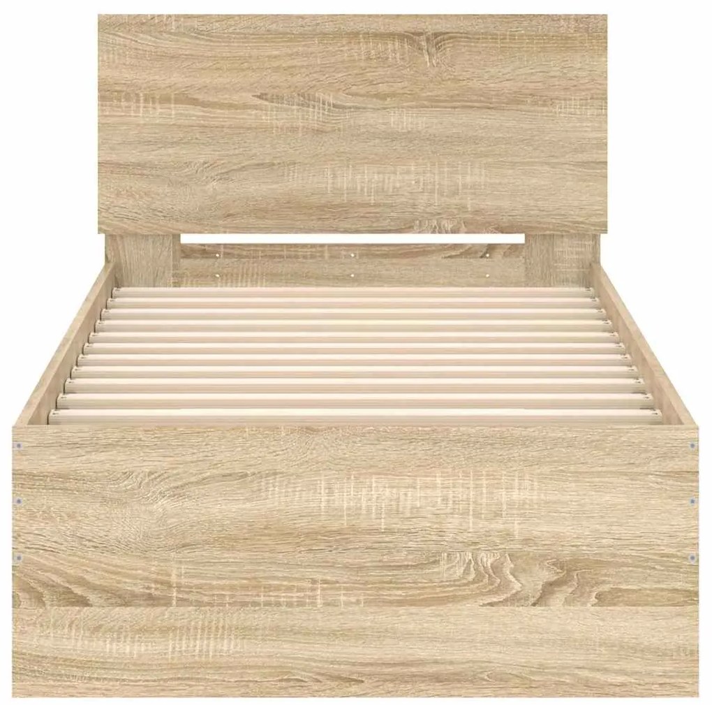 Cama sem colchão com cabeceira 90x200 cm carvalho sonoma