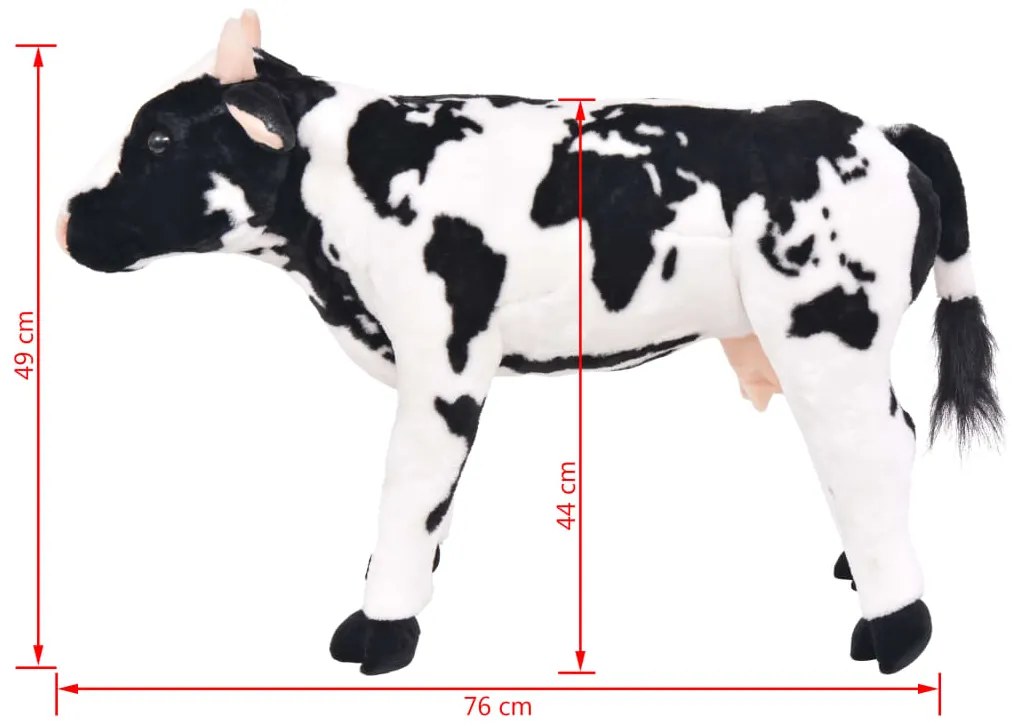 Brinquedo de montar vaca peluche preto e branco XXL