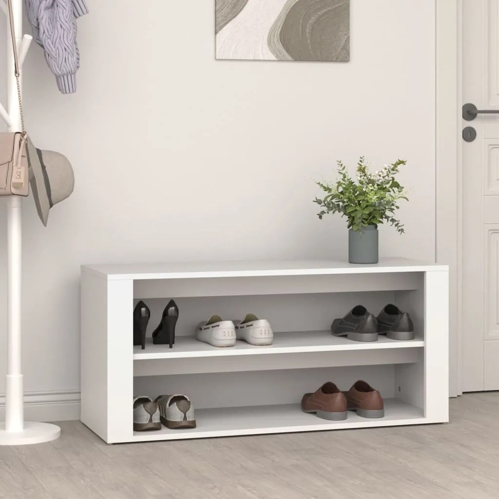816904 vidaXL Sapateira 100x35x45 cm derivados de madeira branco
