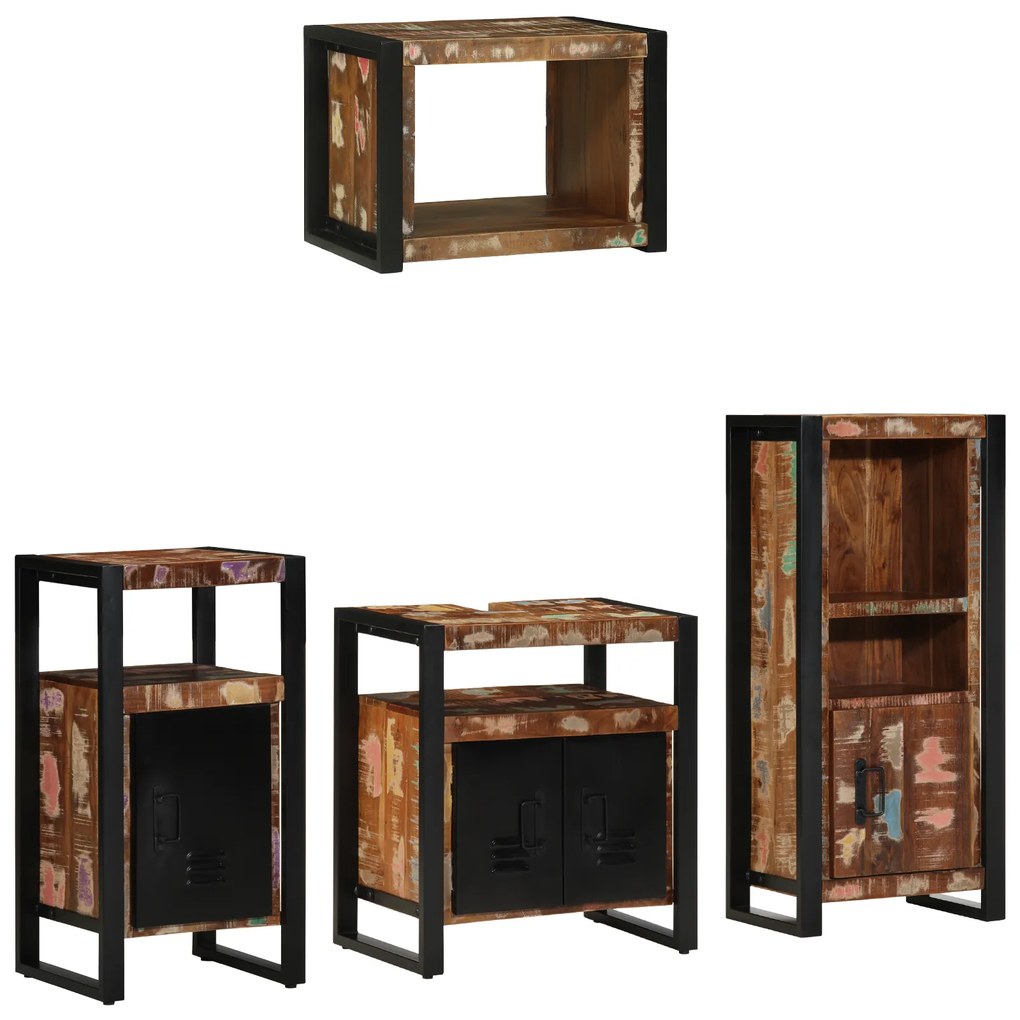 vidaXL Conjunto de Móveis para Banheiro com prateleira com armazenamento com porta 4 pcs