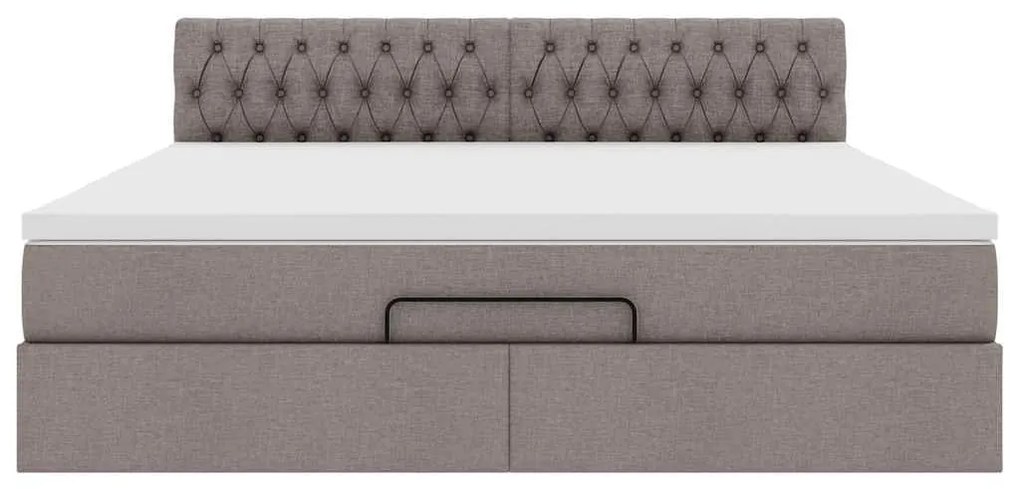 moldura de cama otomana vidaXL com tecido Taupe 180x200cm