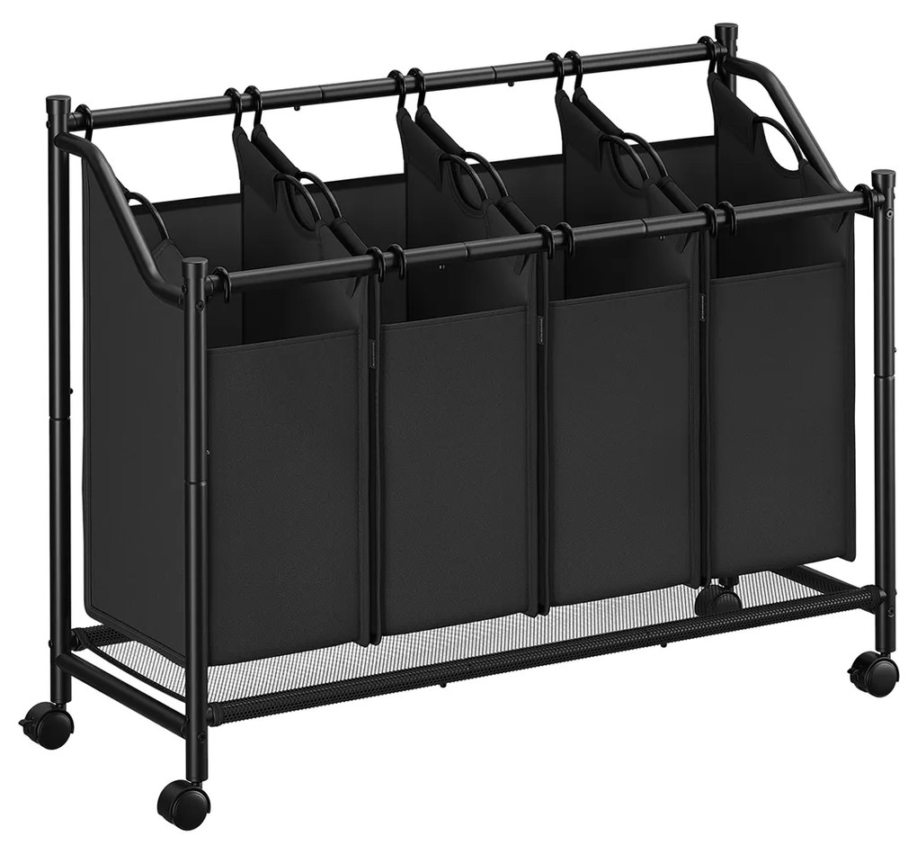 Cesto da roupa suja 105 x 38,5 x 67/81 cm com rodas 4 x 45 L Preto