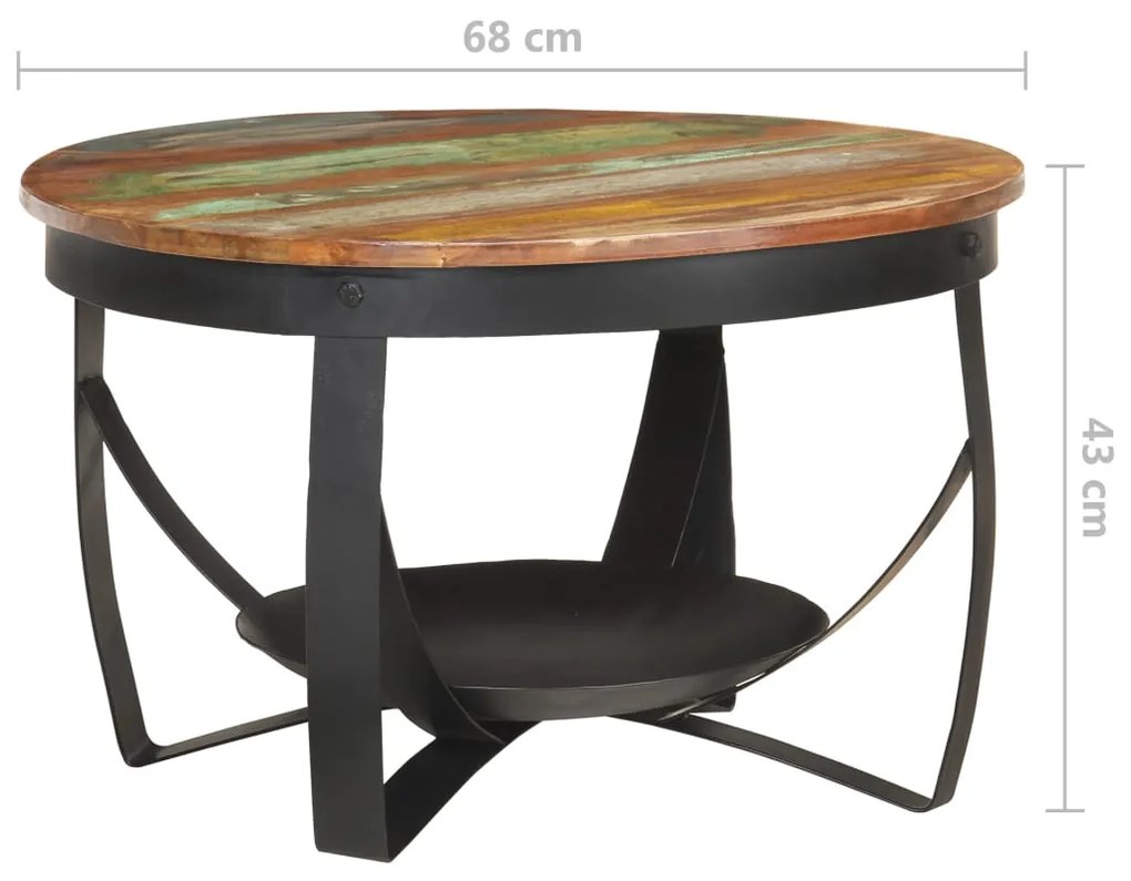 Mesa de centro Ø68x43 cm madeira recuperada maciça