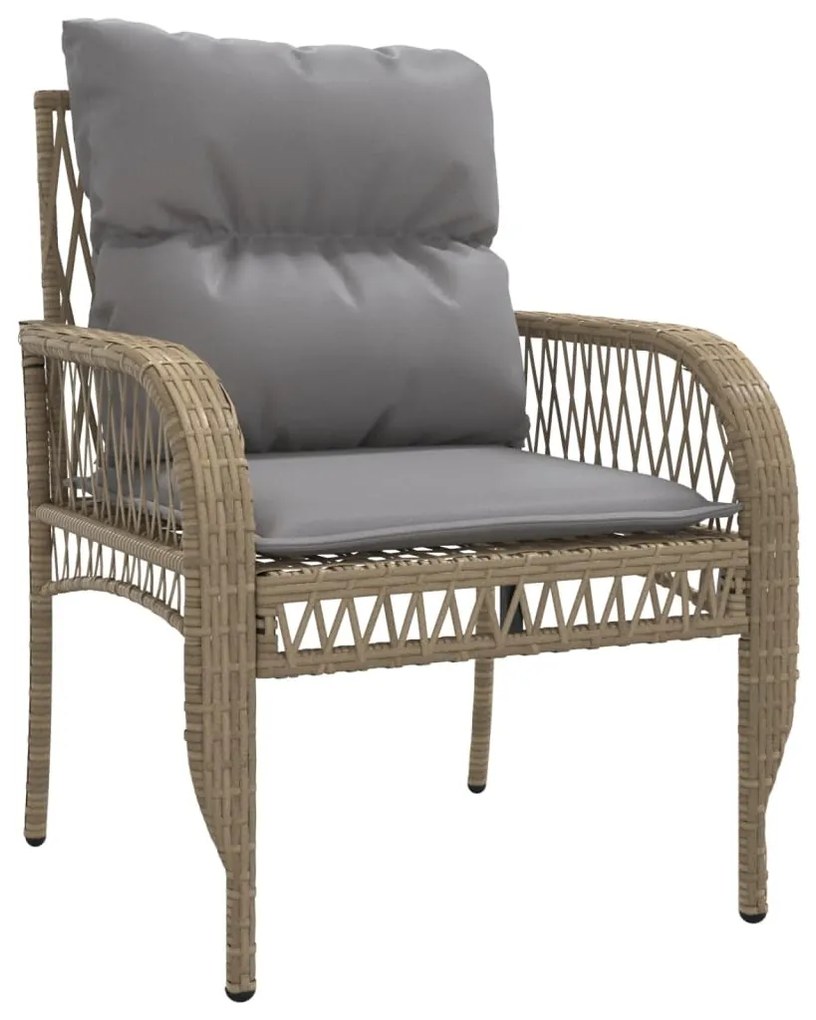 4 pcs conjunto de sofás para jardim c/ almofadões vime PE bege