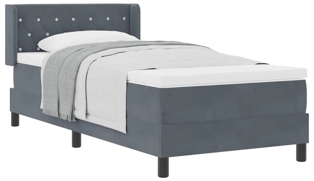 Cama Box Spring com Colchão VidaXL Cinza Escuro 90x190 cm Veludo