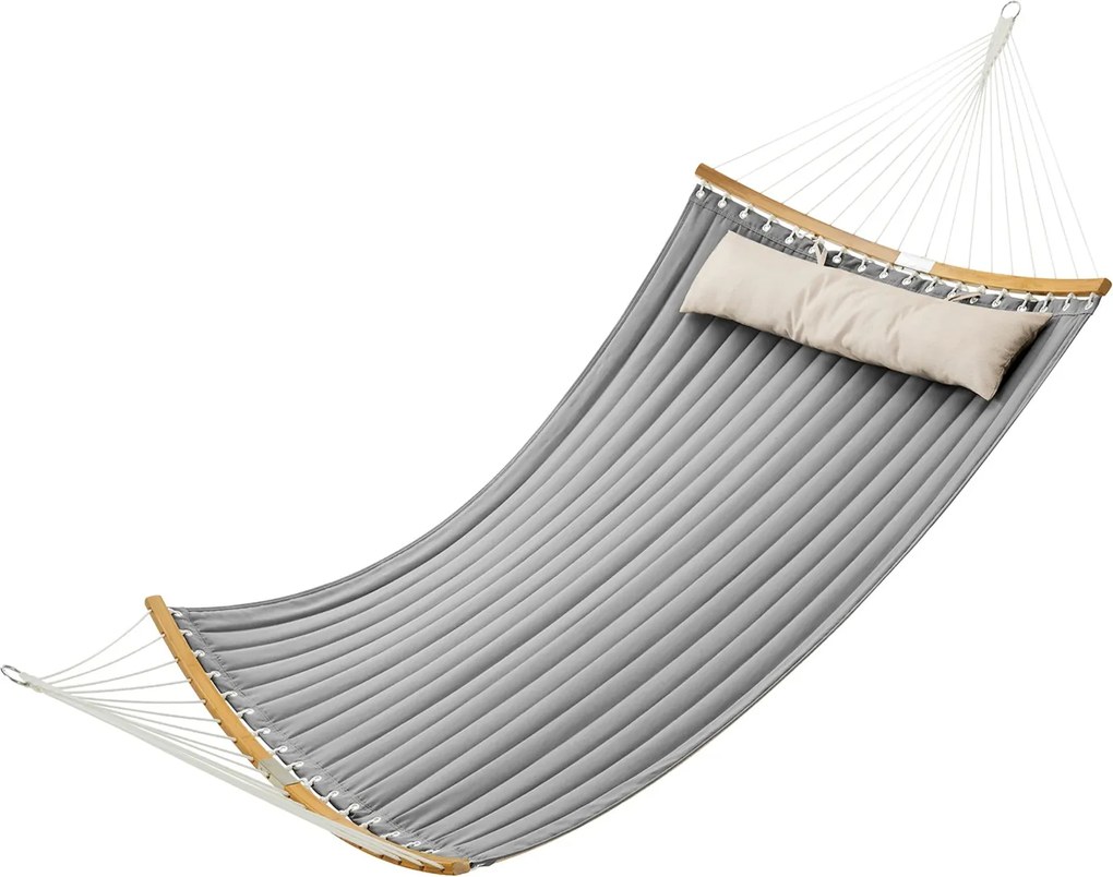 Rede dupla descanso jardim, almofadada com almofadas 200 x 140 cm (C x L) cinza-bege