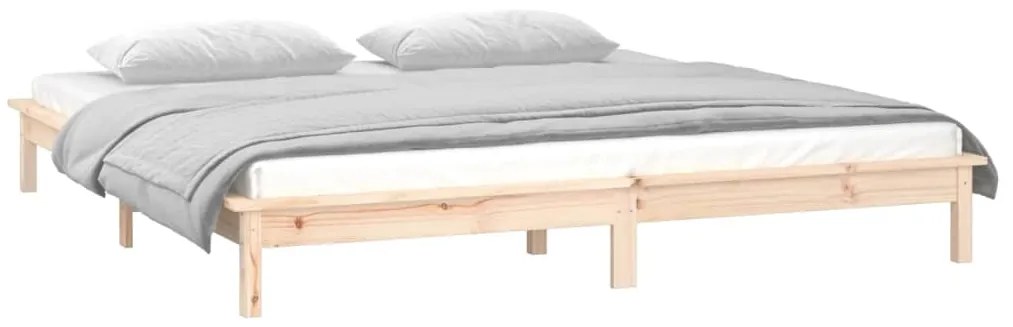 Estrutura de cama de casal c/ LED 135x190 cm madeira maciça
