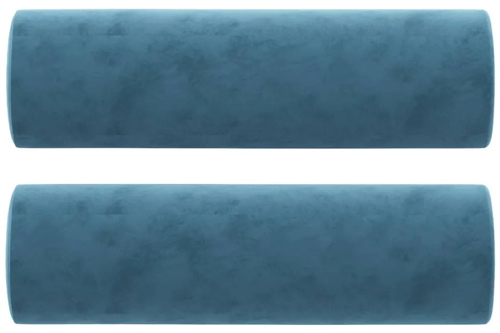 Sofá 2 lugares c/ almofadas decorativas 140 cm veludo azul