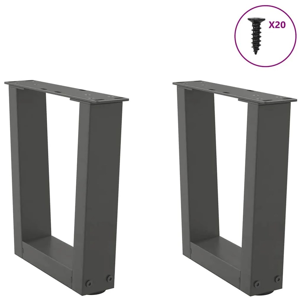 Pés para mesa de centro em V, 2 peças, antracite, 40x(30-31,3) cm, aço