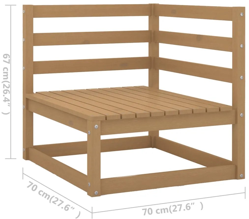 8 pcs conj. lounge ext. c/ almofadões pinho maciço castanho-mel