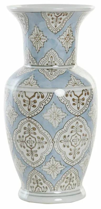 Vaso DKD Home Decor Porcelana Bege Azul Árabe (15 x 15 x 30 cm)
