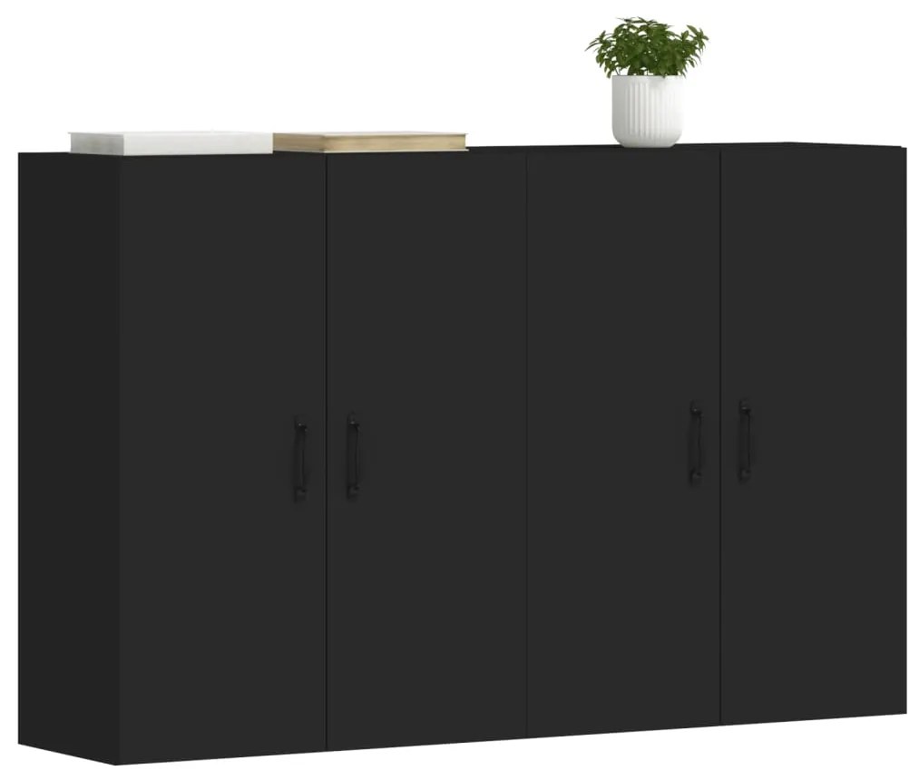 Móveis de parede 2 pcs derivados de madeira preto